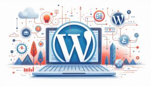 a laptop with a logo on the screen