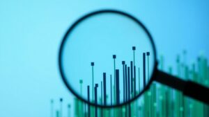 Magnifying glass over digital data