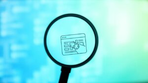 Website SEO audit magnifying glass