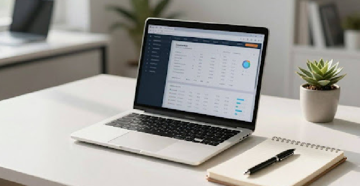 White label SEO tool dashboard on a laptop.