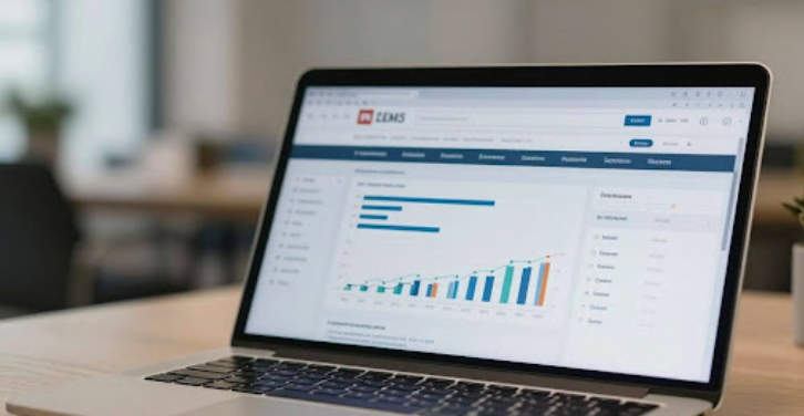 Laptop screen showing website performance metrics