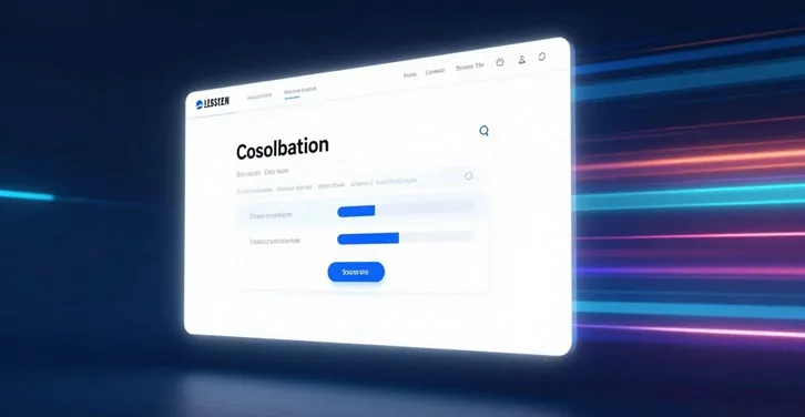 Futuristic website interface with light streaks indicating speed.